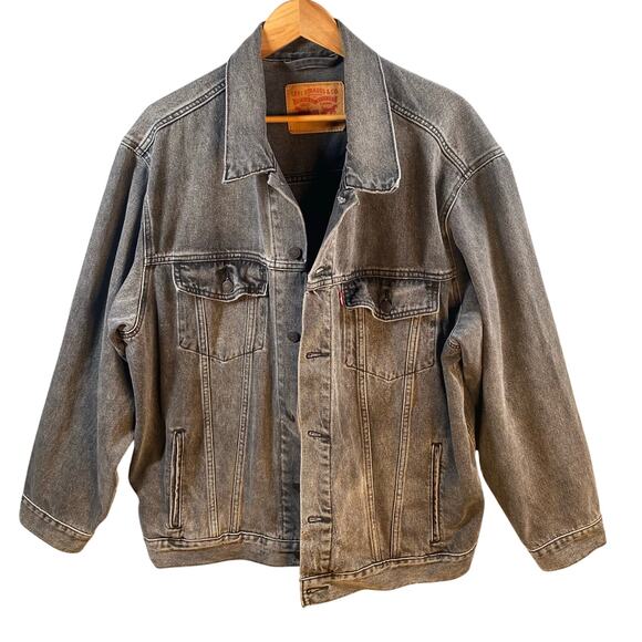 Levi's Trucker Jacket Men Size 2XL Gray Denim Distressed Cotton - Picture 1 of 15